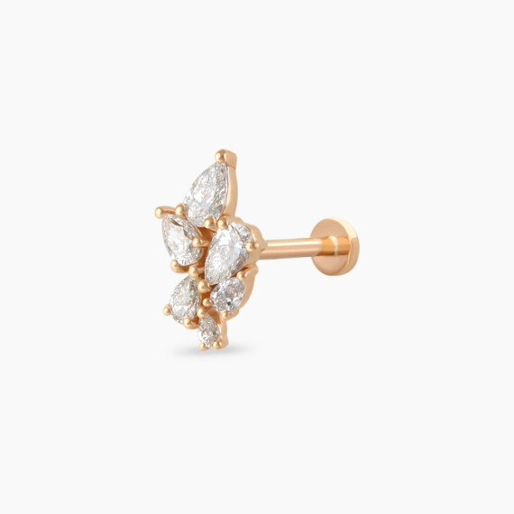 Bunch 0.38 CT Pırlanta Taşlı Rose Altın Piercing - Nev Jewellery