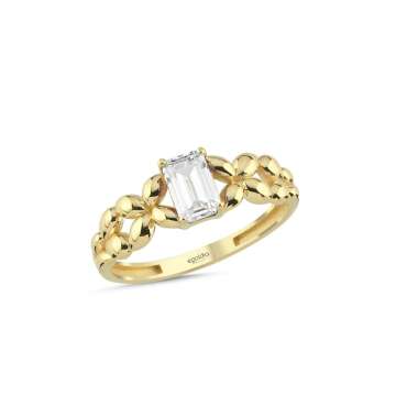 Burgu Tasarım Baget Taşlı Yüzük - NEV JEWELLERY
