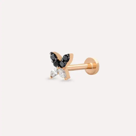 Butterfly Black Diamond Rose Gold Piercing - 1