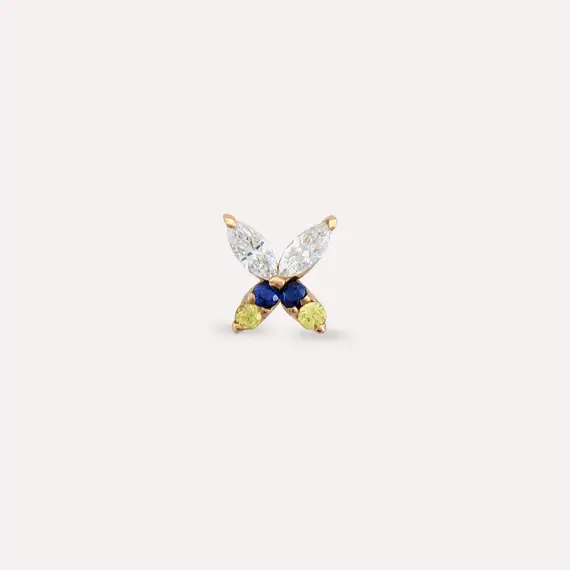 Butterfly Blue, Yellow Sapphire and Diamond Rose Gold Piercing - 4