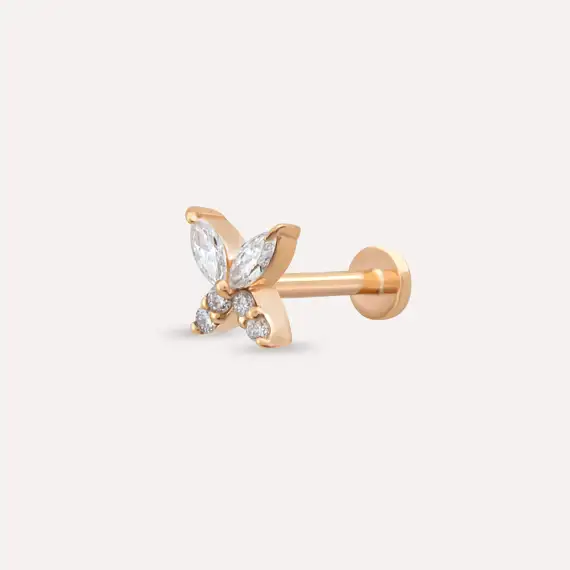 Butterfly Marquise Cut Diamond Rose Gold Piercing - 1