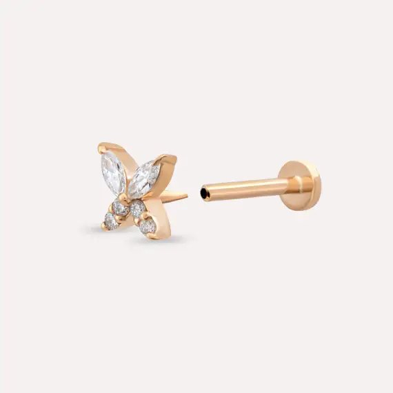 Butterfly Marquise Cut Diamond Rose Gold Piercing - 5