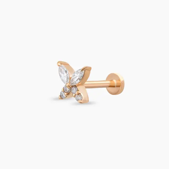 Butterfly Marquise Cut Diamond Rose Gold Piercing - 1