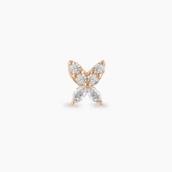 Butterfly Mini Marquise Cut Diamond Rose Gold Piercing - 3