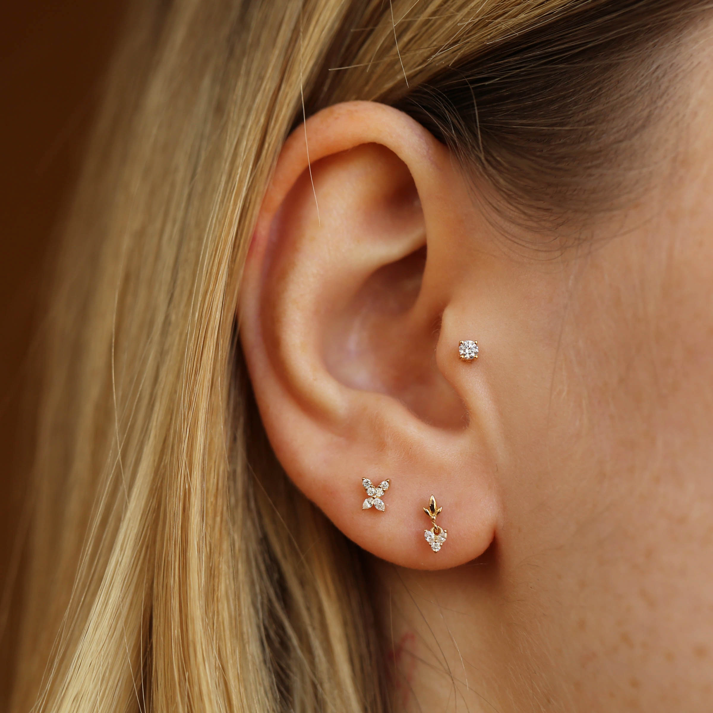 Butterfly Marquise Cut Diamond Rose Gold Single Earring - Nev Jewellery (1)