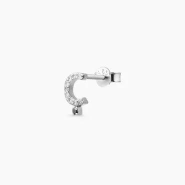 Ç Harf Pırlanta Taşlı Beyaz Altın Mini Tek Küpe - Nev Jewellery (1)