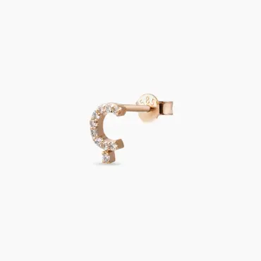 Ç Harf Pırlanta Taşlı Rose Altın Mini Tek Küpe - Nev Jewellery (1)