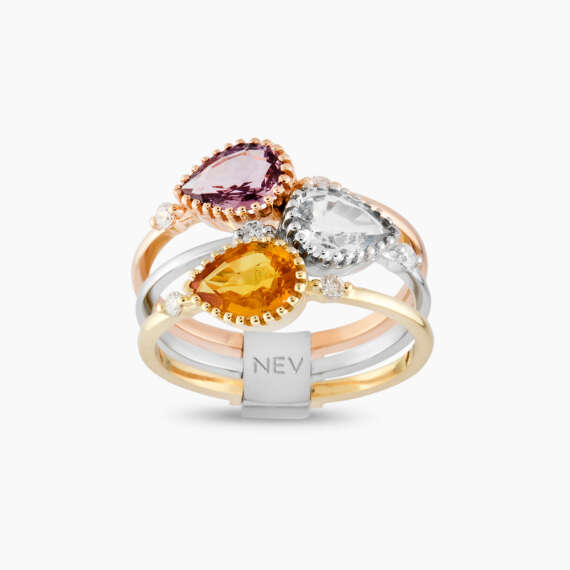 Caipi 2.59 CT Multicolor Sapphire and Diamond Ring - 1