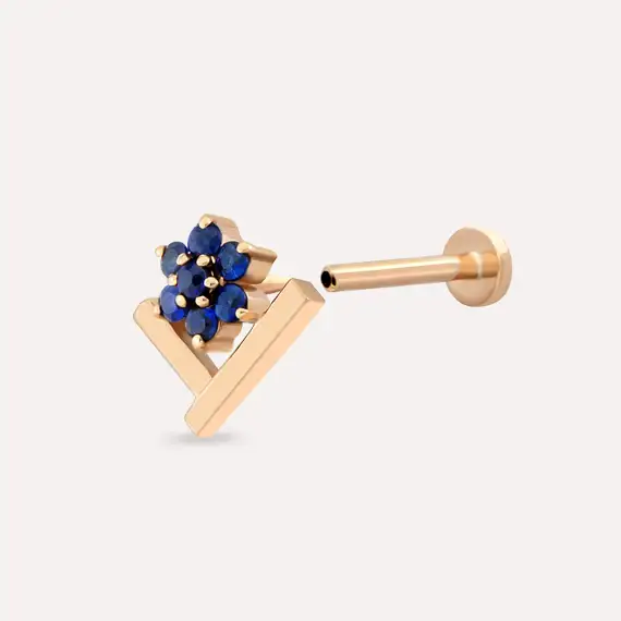 Camelia Blue Safir Taşlı Rose Gold Piercing - 5