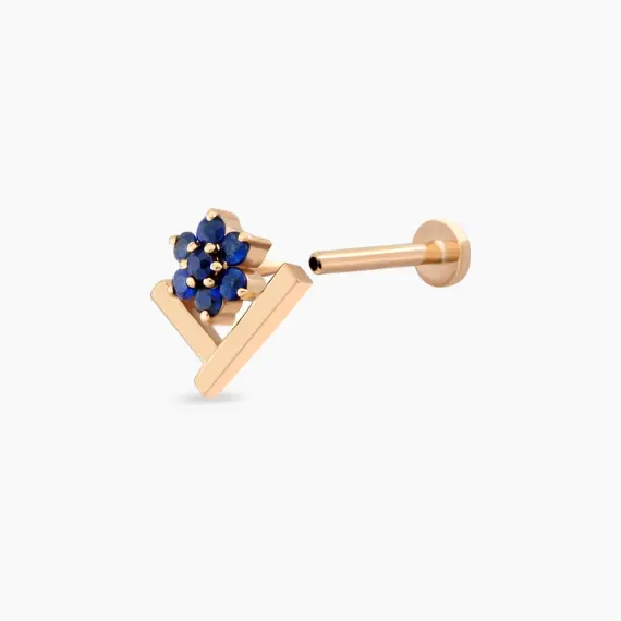 Camelia Blue Safir Taşlı Rose Gold Piercing - 4