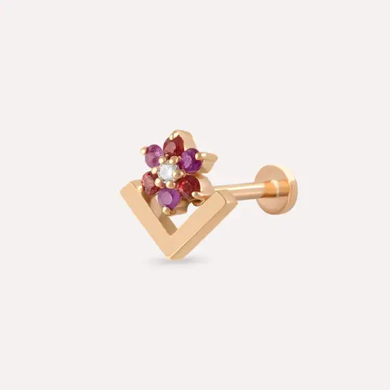 Camelia Multicolor Sapphire and Diamond Rose Gold Piercing - 1