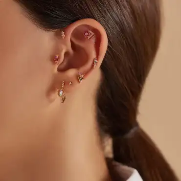 Camelia Multicolor Sapphire and Diamond Rose Gold Piercing - Nev Jewellery (1)