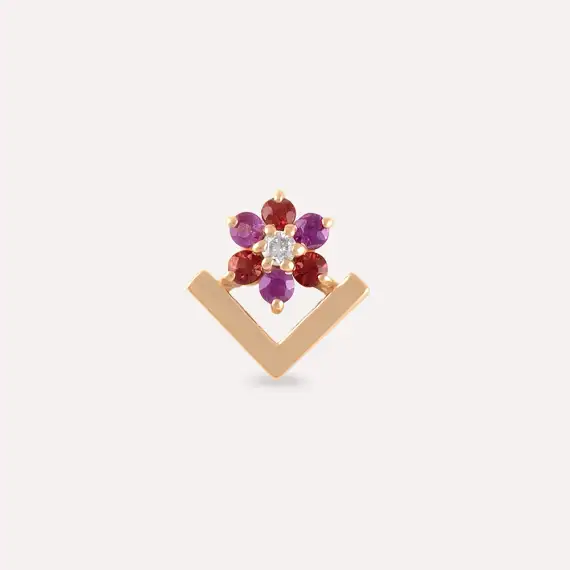 Camelia Multicolor Sapphire and Diamond Rose Gold Piercing - 3