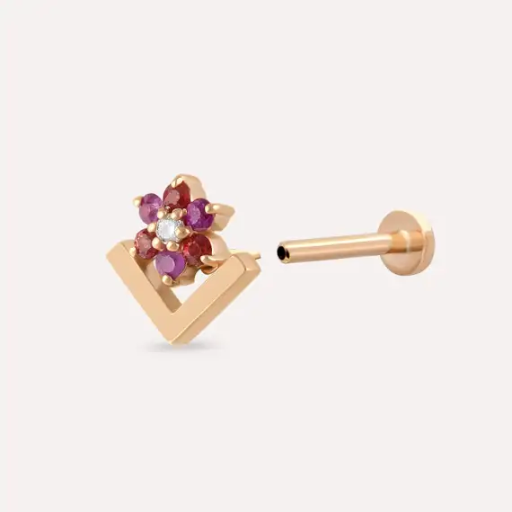 Camelia Multicolor Sapphire and Diamond Rose Gold Piercing - 4