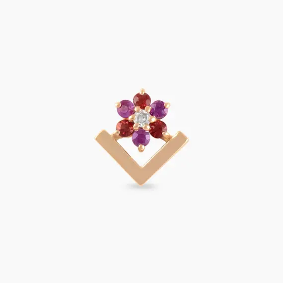 Camelia Multicolor Sapphire and Diamond Rose Gold Piercing - 3