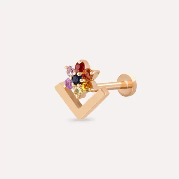 Camelia Multicolor Sapphire Rose Gold Piercing - 1