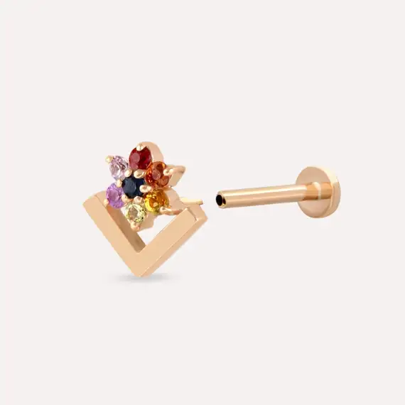 Camelia Multicolor Sapphire Rose Gold Piercing - 4