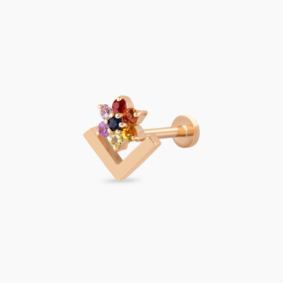 Camelia Multicolor Sapphire Rose Gold Piercing - Nev Jewellery