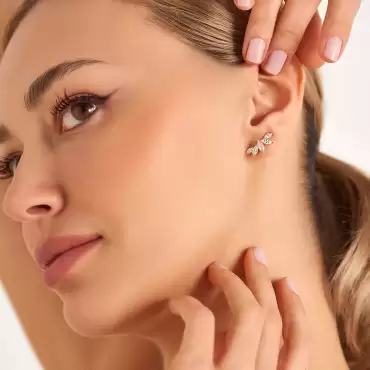 Caroline 1.47 CT Markiz Kesim Pırlanta Taşlı Sarı Altın Küpe - Nev Jewellery (1)