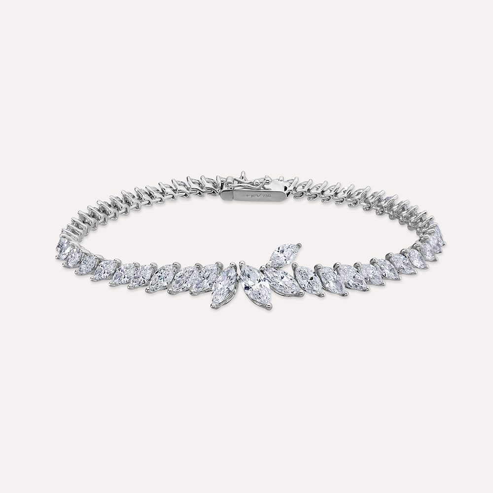 Caroline 7.33 CT Marquise Cut Diamond White Gold Bracelet - 1