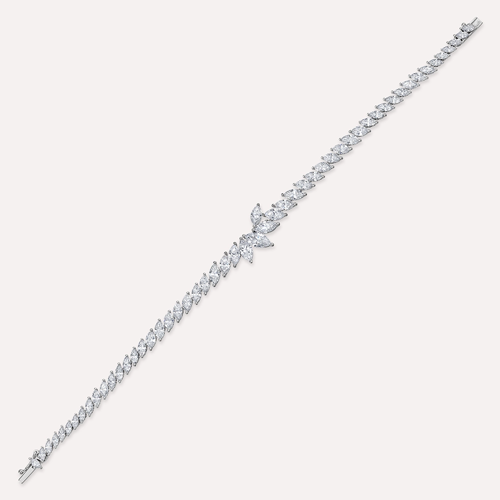 Caroline 7.33 CT Marquise Cut Diamond White Gold Bracelet - 3