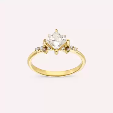 Carrie 1.13 CT Princess Cut Diamond Yellow Gold Ring - Nev Jewellery (1)