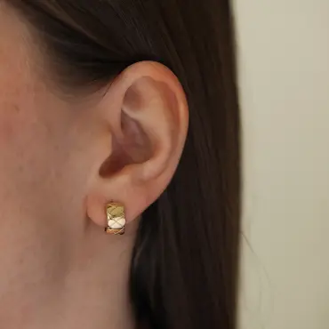 Cassia Sarı Altın İtalyan Halka Küpe - Nev Jewellery (1)