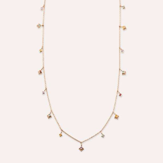 Cassiopeia 0.96 CT Multicolor Sapphire Rose Gold Necklace - 3