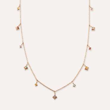 Cassiopeia 0.96 CT Multicolor Sapphire Rose Gold Necklace - Nev Jewellery