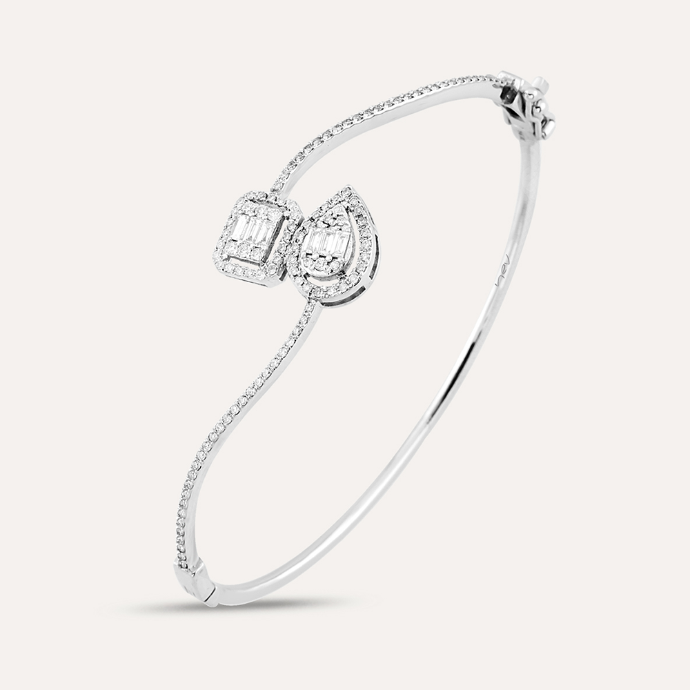 Celistra 0.73 CT Baguette Cut Diamond White Gold Bracelet - 4