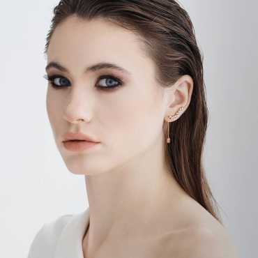 Ceti Ruby and Baguette Cut Diamond Rose Gold Earring - Nev Jewellery (1)