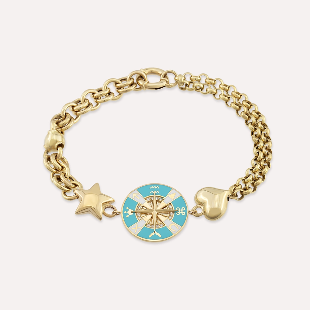 Chit Yellow Gold and Enamel Bracelet - 1