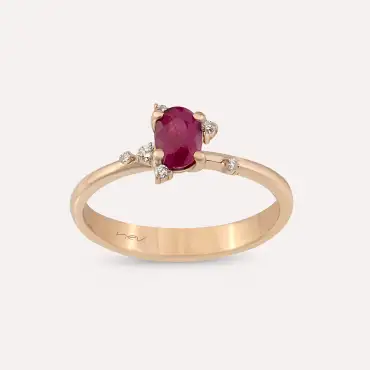 Chloe 0.71 CT Diamond and Ruby Rose Gold Ring - Nev Jewellery (1)