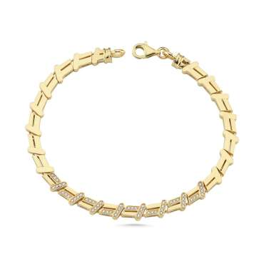 Çift Sıra T Tasarım Taşlı Bileklik - NEV JEWELLERY