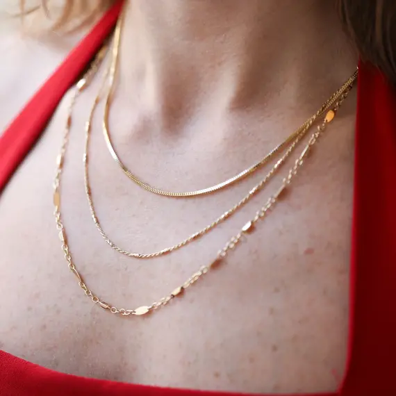 Clair Yellow Gold Italian Necklace - 3