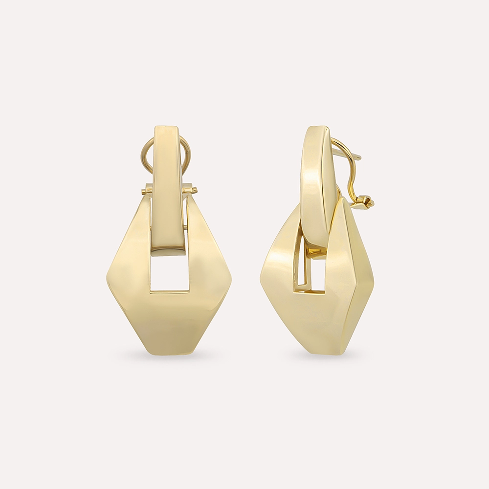 Clasp II Sarı Altın İtalyan Küpe - Nev Jewellery (1)