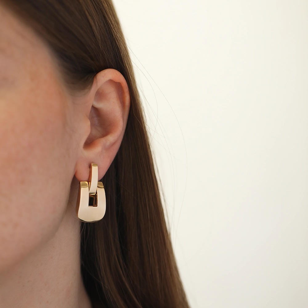 Clasp Yellow Gold Italian Earring - 1