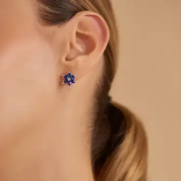 Clematis 2.47 CT Safir ve Pırlanta Taşlı Beyaz Altın Küpe - Nev Jewellery (1)