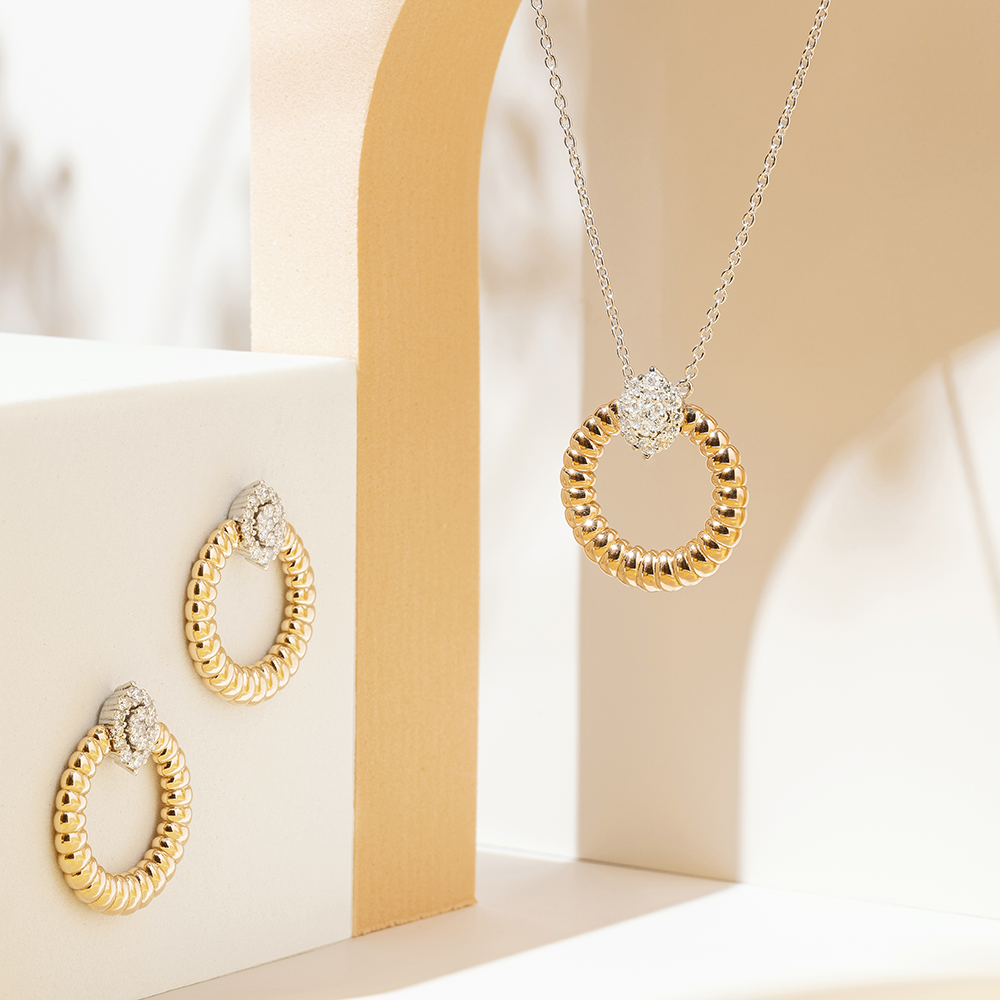 Coil Pırlanta Taşlı Beyaz Altın Kolye - 3