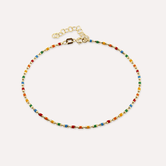 Colorful Enamel Yellow Gold Golf Bracelet - Nev Jewellery