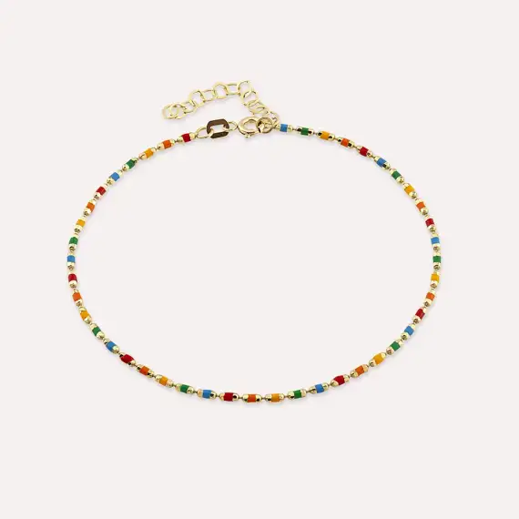 Colorful Enamel Yellow Gold Golf Bracelet - 1