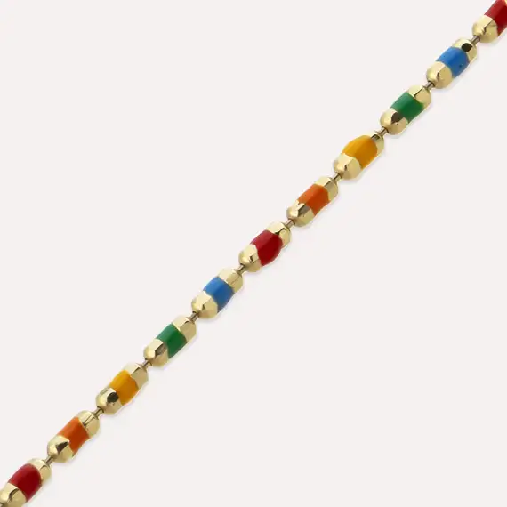 Colorful Enamel Yellow Gold Golf Bracelet - 3