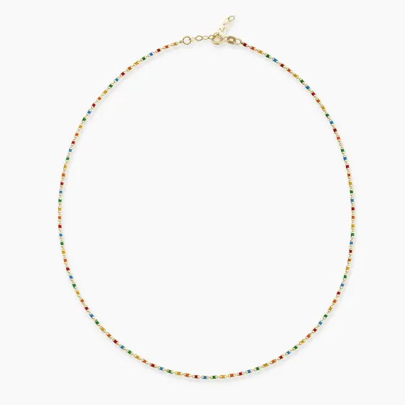 Colorful Enamel Yellow Gold Golf Necklace - 1