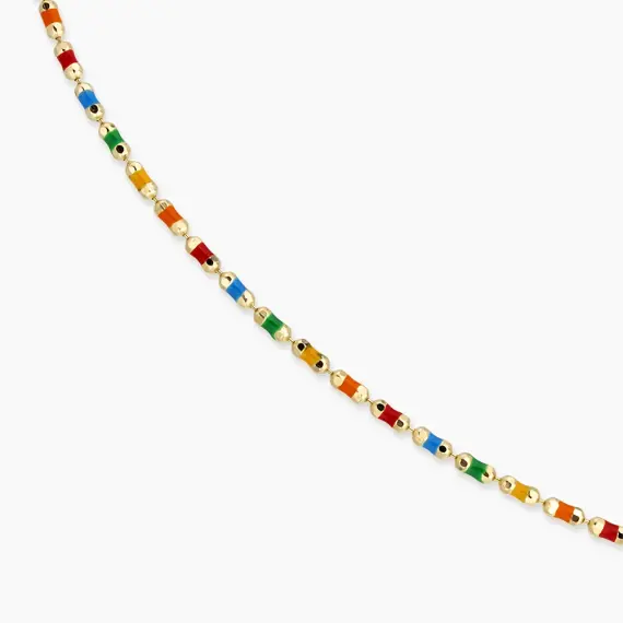 Colorful Enamel Yellow Gold Golf Necklace - 3