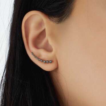 Comet 0.40 CT Siyah Pırlanta Taşlı Tek Küpe - Nev Jewellery (1)