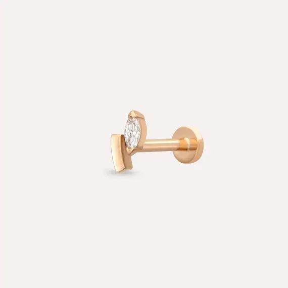 Comma Marquise Cut Diamond Rose Gold Piercing - 1