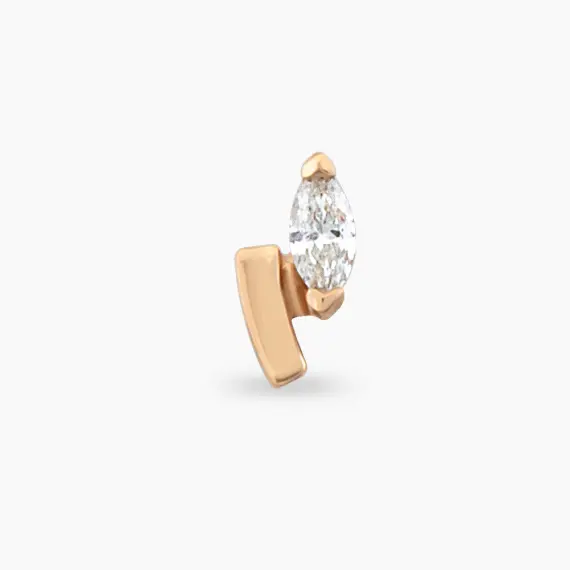 Comma Marquise Cut Diamond Rose Gold Piercing - 4