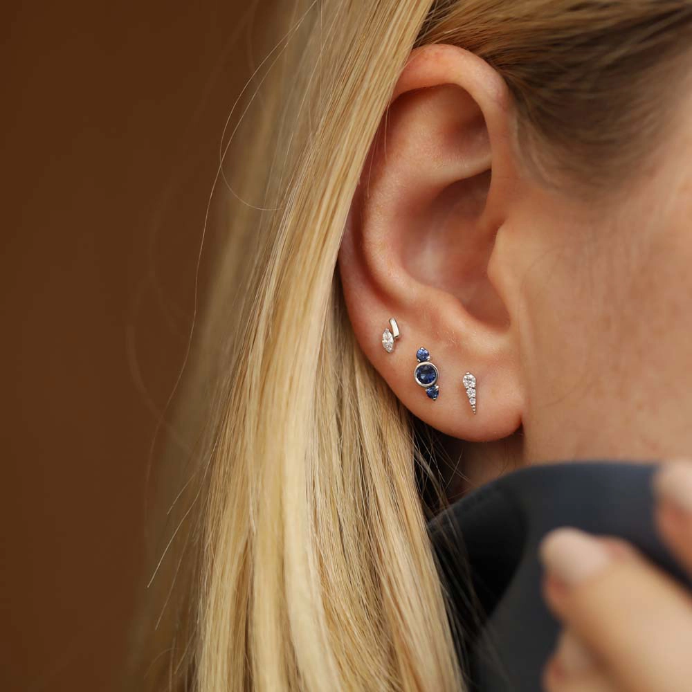 Comma Marquise Cut Diamond White Gold Earring - Nev Jewellery (1)