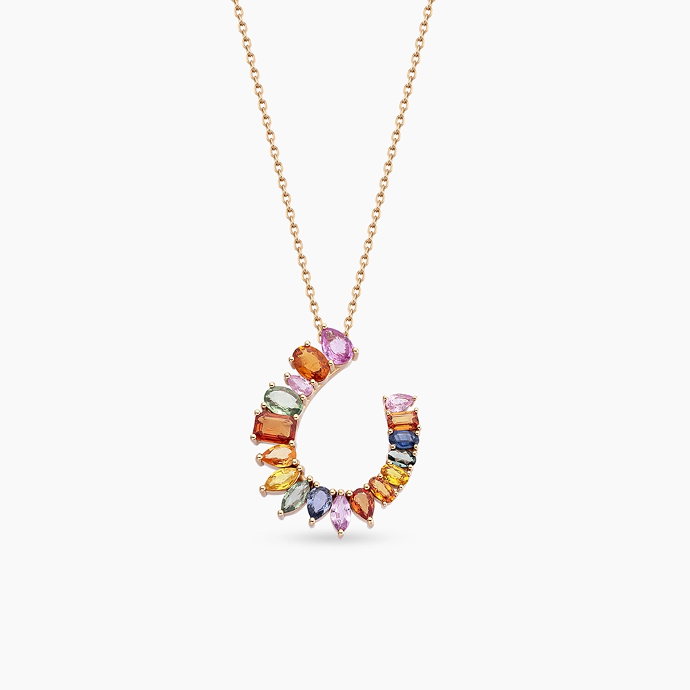 Confetti Multicolor Safir Taşlı Rose Altın Kolye - 1