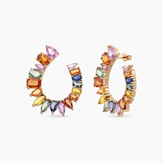 Confetti Multicolor Sapphire Rose Gold Earring - 2